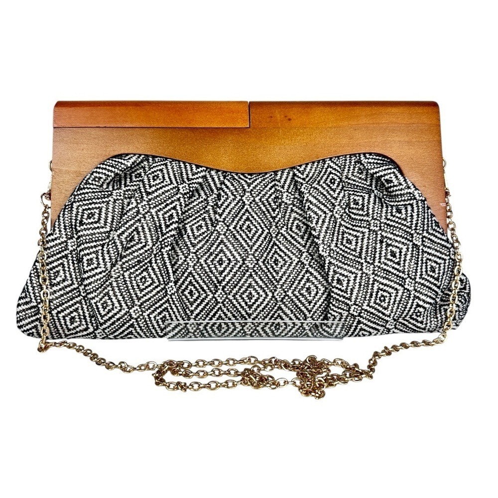 Crossbody/Clutch Bag with Chain Strap Metallic threading Vintage Tweed style